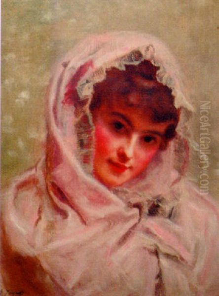 Portrait Of A Young Beauty In A Pink Shawl - view 1