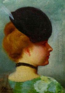 Head Of A Young Lady by Jacquet Gustave