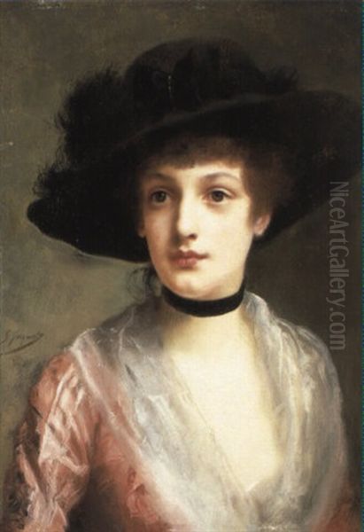 Portrait Of A Woman In A Black Hat - view 1