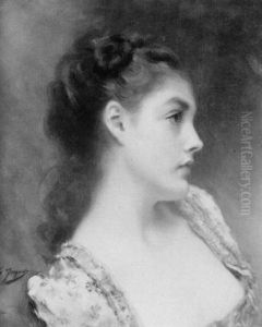 Portrait Of A Young Girl In A Yellow Dress by Jacquet Gustave