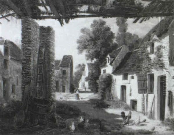 Bauernhof Mit Huhnern Und Figurlicher Staffage - view 1