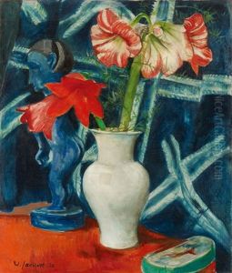 Amaryllis Stilleben Mit Blauem Gotze Amaryllis Stilleben Mit Blauem Gotze
