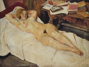 Liegender Weiblicher Akt by Willi Jaeckel
