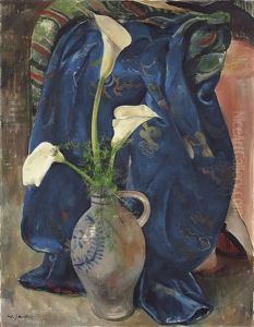 Drei Kallas In Einem Tonkrug by Willi Jaeckel