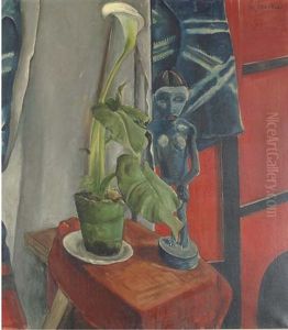 Calla Lilly And An African Sculpture by Willi Jaeckel