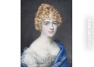 Portrait Miniature Of A Lady With Gold Curls