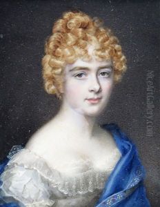 Portrait Miniature Of A Lady With Gold Curls