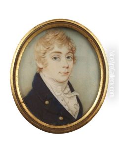 A Young Gentleman, Wearing Blue Coat, White Waistcoat, Frilled Chemise, Stock And Tied Cravat by Charles Jagger
