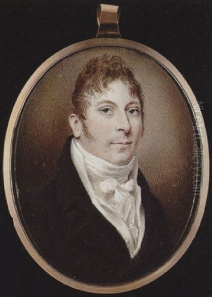 A Gentleman With Side-whiskers, Wearing Black Coat, White Waistcoat, Tied White Cravat And Frilled Cravat - view 1