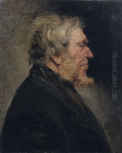 Bartiger Mann Im Profil Nach Rechts (+ Olskizze, Verso) - view 1