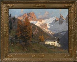 Fall Alpine Landscape by Gustav Jahn