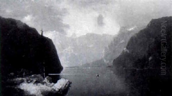 Alplandskap Med Batar Och Figurer - view 1