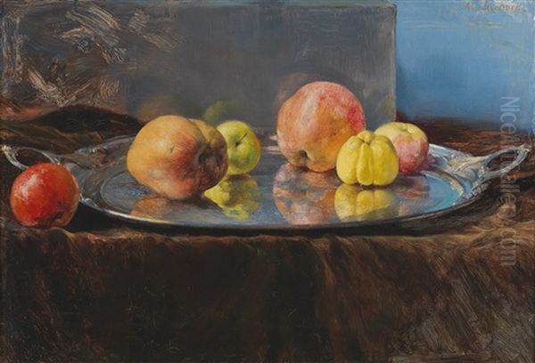 Apples And Quinces On A Silver Tray - view 1