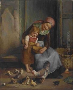 Grosmutter Mit Ihrer Enkelin by Georgios Jakobides