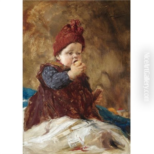 Child Eating An Apple - view 1