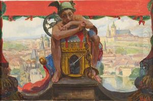 A Design For A Decorative Panneau Bearing Prague"s City Emblem by Frantisek Jakub