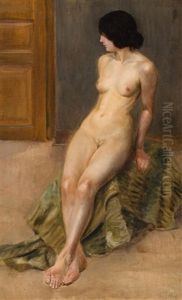 Sitting Nude Girl by Frantisek Jakub