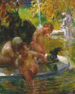 Spielende Putten In Einem Parkbrunnen by Frantisek Jakub