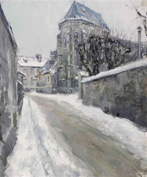 A Snowy Street In Meudon - view 1