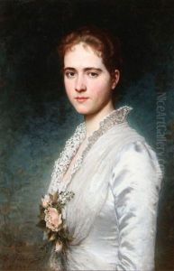 A Beautiful Young Woman With Lace Dress And Rose Corsage