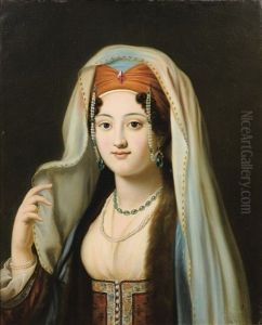 Jeune Femme En Habit Traditionnel Ottoman by Charles Francois Jalabert