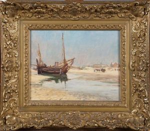 Bateau A Maree Basse (date 1900) by Armand Gustave Gerard Jamar