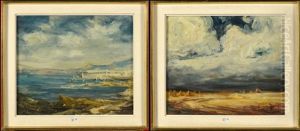 Bord De Mer & Paysage Anime Sous Un Ciel D"orage (2 Works) by Armand Gustave Gerard Jamar