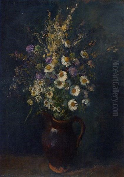Summer Flowers In An Earthenware Jug - view 1