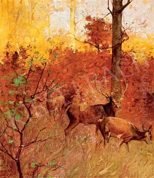 Deers In The Autumn Forest - view 1