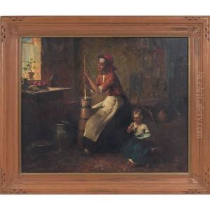 The Butter Churner by Lajos (Louis) Jambor