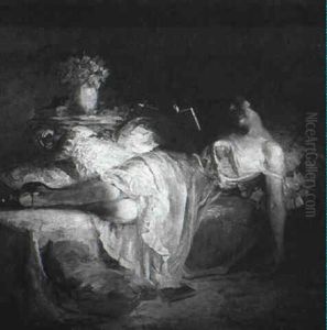 The Reading Hour/a Scene In Southhampton by Lajos (Louis) Jambor