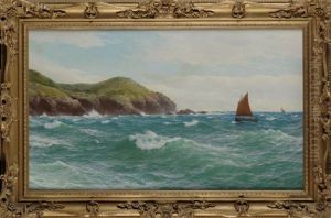 A Small Sailing Boat Entering A Cove by David James