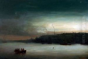 The Port Of London By Moonlight by David James