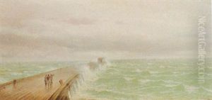 Figures On A Pier On A Stormy Day