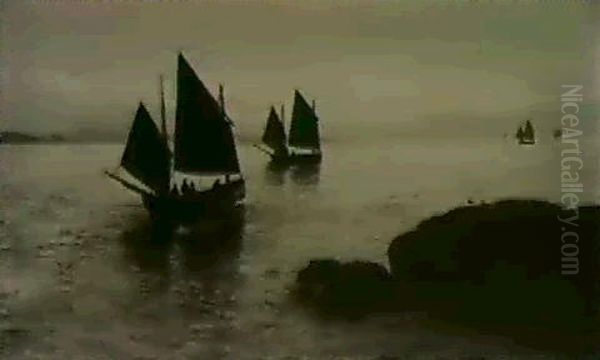 Penzance Fishing Boats Off Thecoast - view 1