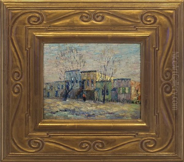 Figures Conversing Before A Cottage In Wooded Landscape - view 1