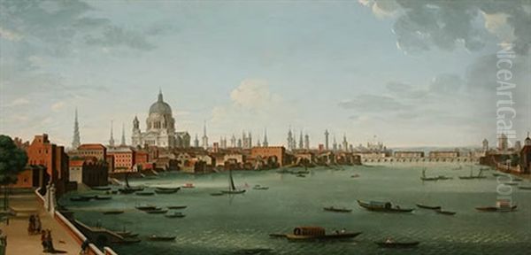 View Of St. Paul's Cathedral From The Thames Looking Towards Westminster Bridge - view 1
