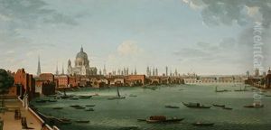 View Of St. Paul's Cathedral From The Thames Looking Towards Westminster Bridge