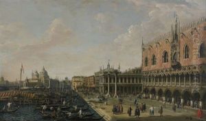 Vue De La Piazetta Et Du Palais Des Doges Vers La Salute (+ Le Pont Du Rialto Du Cote Sud; 2 Works)