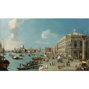 The Molo, Venice: Looking West Towards The Dogana And Santa Maria Della Salute, The Biblioteca Marciana Right by William James