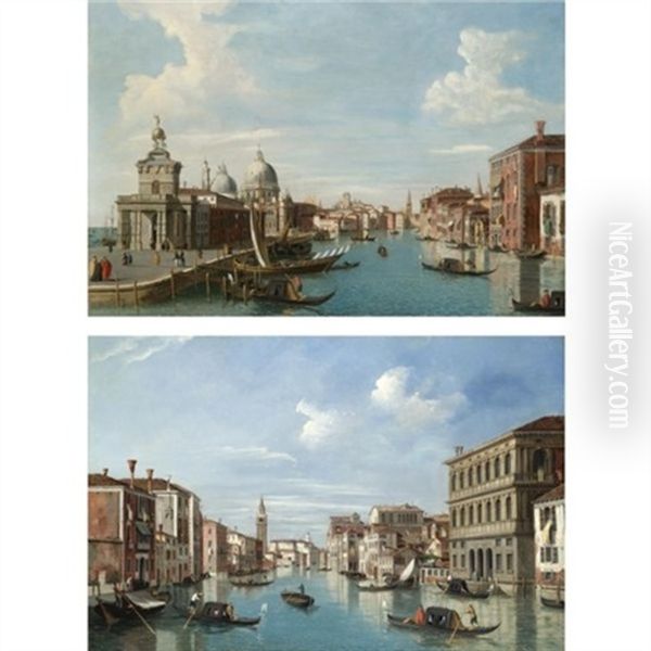 A View Of The Dogana And Santa Maria Salute On The Grand Canal (+ A View Of The Grand Canal Looking North-west From The Palazzo Corner To The Palazzo Contarini Dagli Scrigni; Pair) - view 1