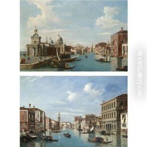 A View Of The Dogana And Santa Maria Salute On The Grand Canal (+ A View Of The Grand Canal Looking North-west From The Palazzo Corner To The Palazzo Contarini Dagli Scrigni; Pair) by William James