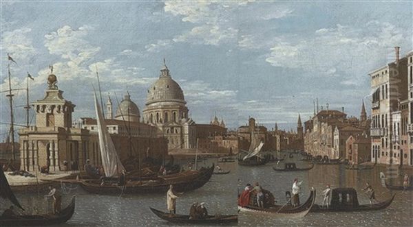 L'entree Du Grand Canal A Venise Avec A Gauche La Douane De Mer, Puis La Salute - view 1
