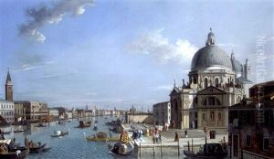 A Procession Of The Doge And His Entourage Entering The Church Of Santa Maria Della Salute On The Grand Canal, Venice by William James