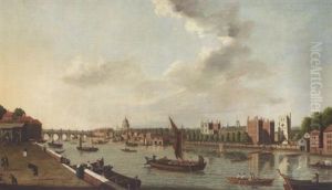 The Thames At Lambeth Palace, With St. Paul's Cathedral And Westminster Bridge Beyond, London