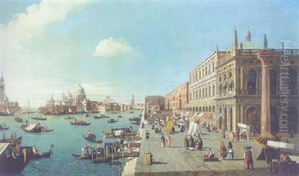 The Riva Degli Schiavoni Looking South-west Towards The Entry To The Grand Canal, The Dogma And Santa Maria Della Salute - view 1