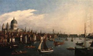 View Of The Thames Looking Towards London Bridge With The Royal Barge View Of The Thames Looking Towards London Bridge With The Royal Barge