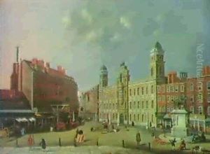 Numerous Figures And Carriages Before Northumberland House
