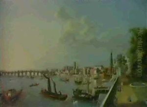 A View Of Westminster From Adelphi Terrace, With The Royal  Barge And Other Shipping