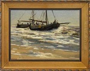 Fischerboote Vor Der Kuste by Wilhelm Bartsch